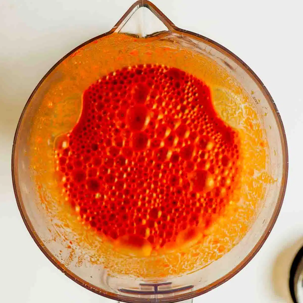 Sauce that has been blended in the blender container.