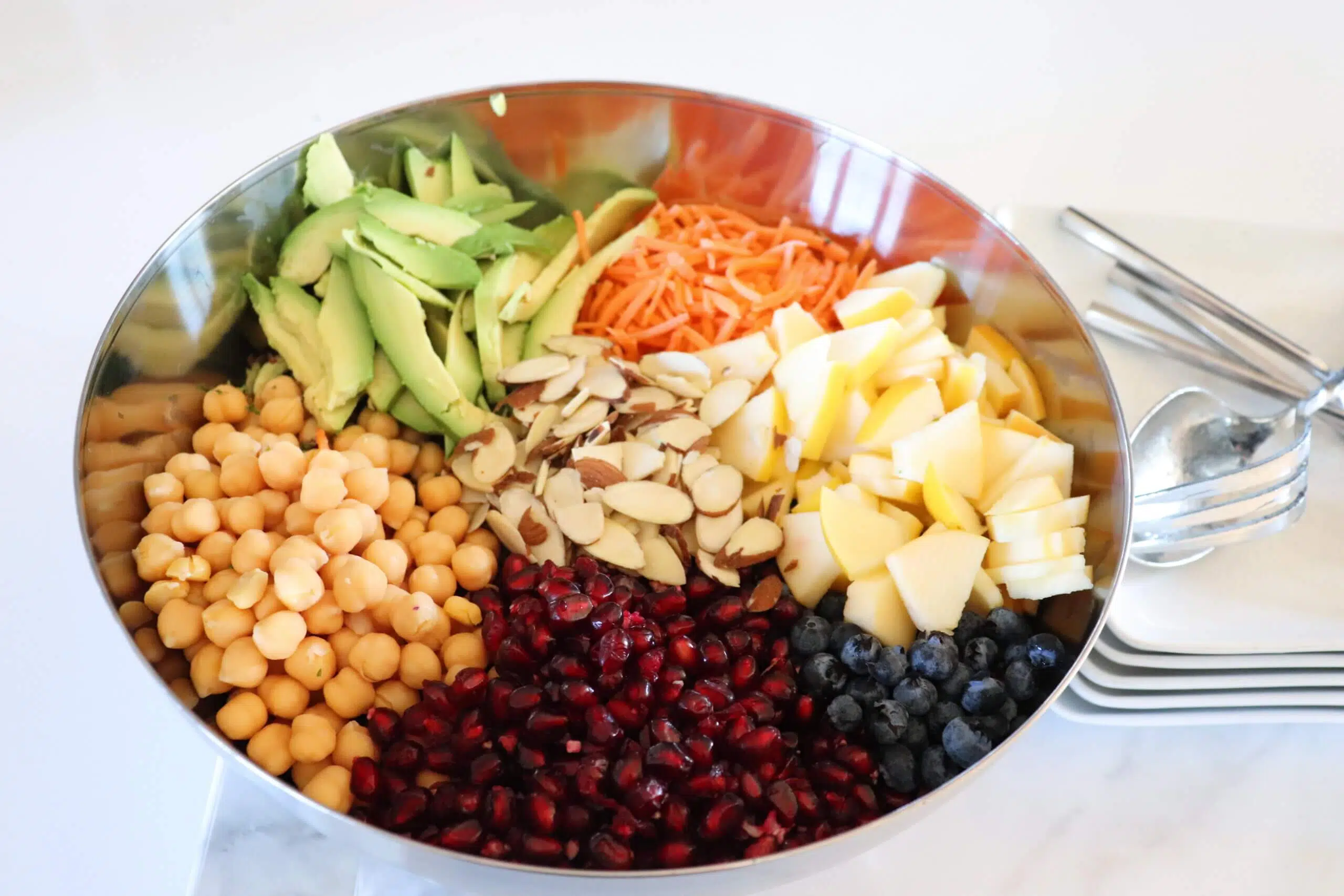 140 degree picture of detox salad unmixed.