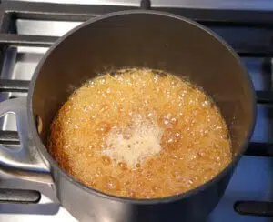 Sugar starting to boil. 
