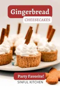 Mini gingerbread cheesecakes on a plate.