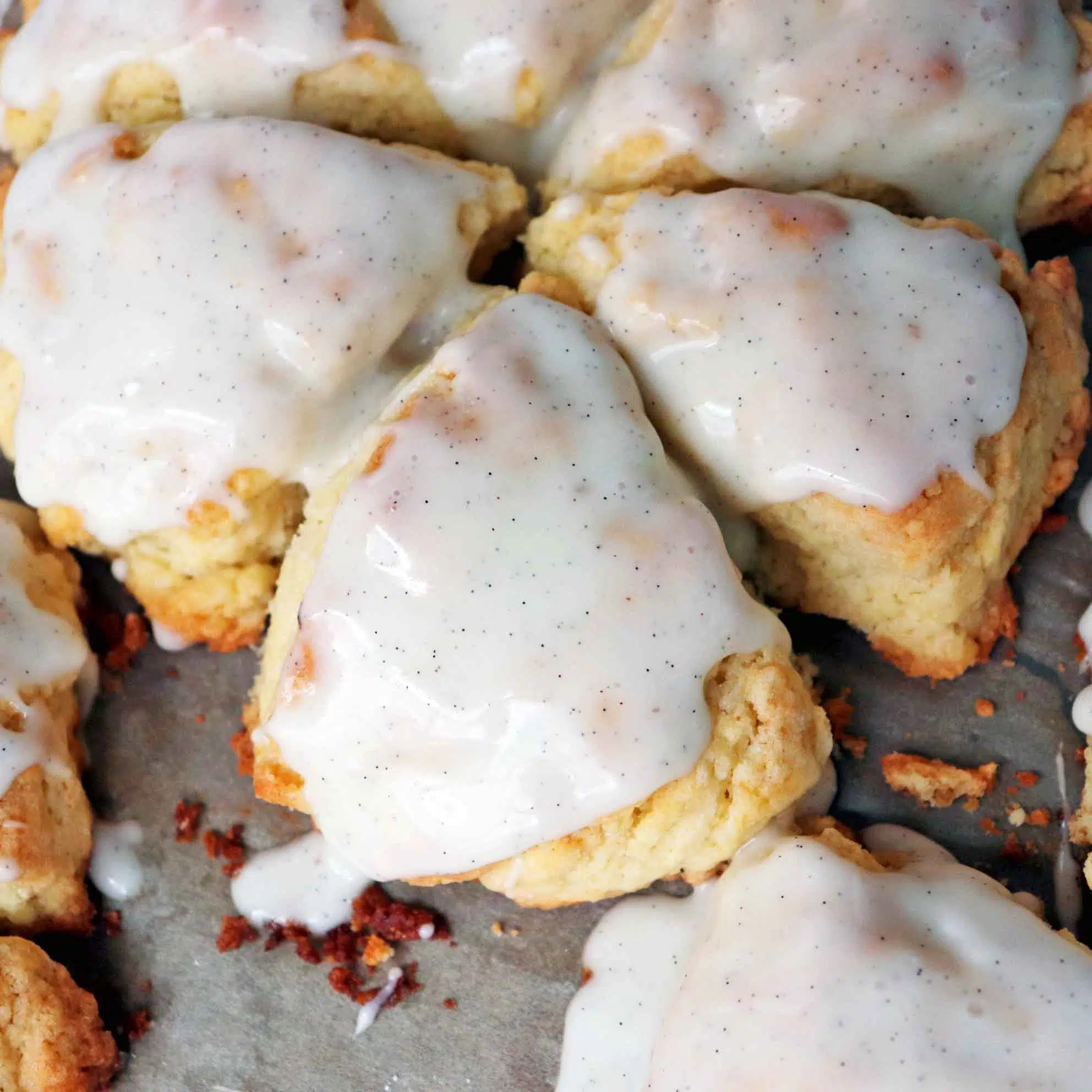 Baked scones up close.