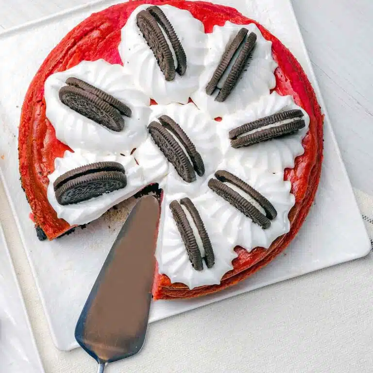 Picture of Oreo red velvet cheesecake.