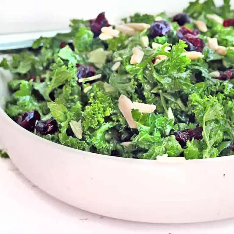 Salad up close from the side.