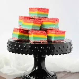 Fudge stacked on a stand.