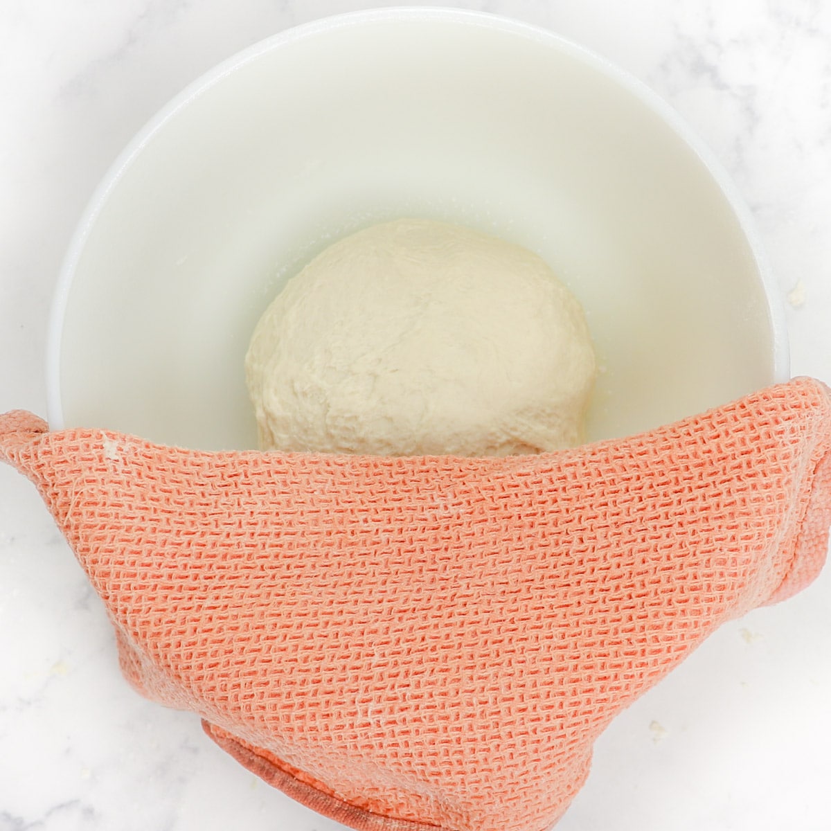 Dough in a bowl before the first rise.