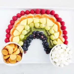 Fruits arranged like a rainbow.