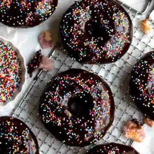 Donuts on the rack.