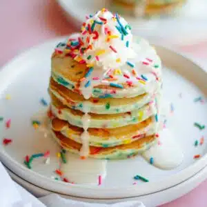 A stack of pancakes.
