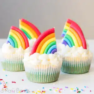 Cupcakes with rainbows in them.