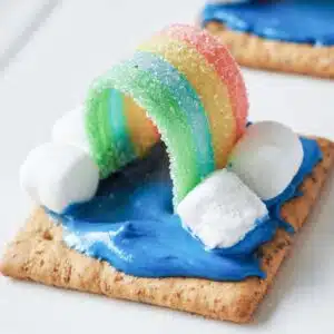 A cracker with a rainbow on it.