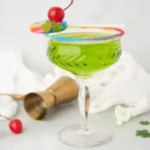 Cocktail in a martini glass.