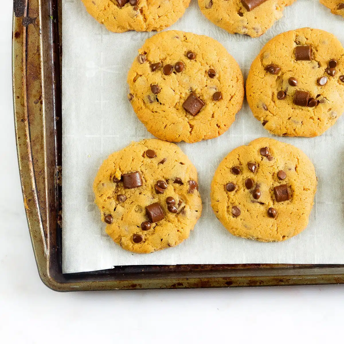 Several cookies on a tray.