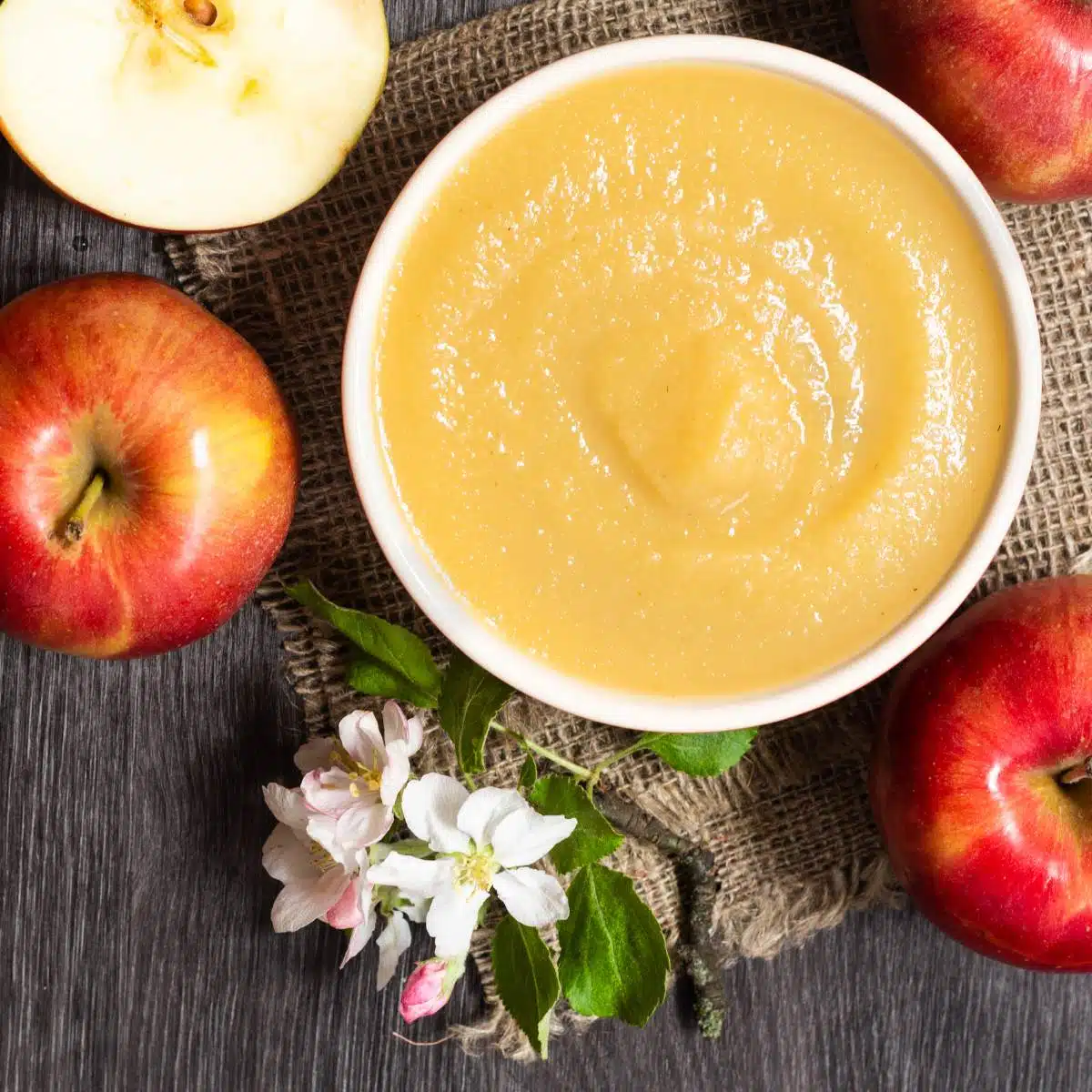 Small bowl of applesauce.
