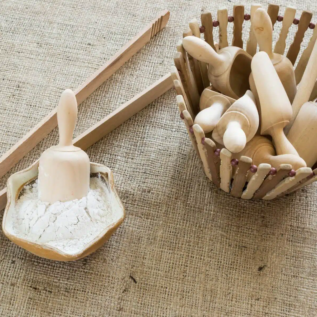 Arrowroot powder with a scoop in it.
