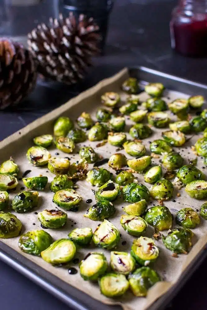 Brussel spouts on a sheet pan.