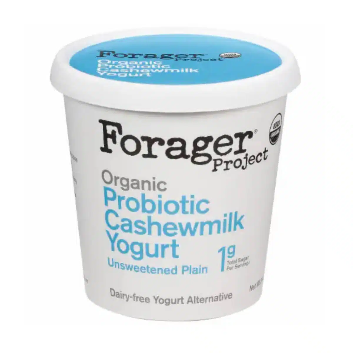 Container of vegan yogurt.