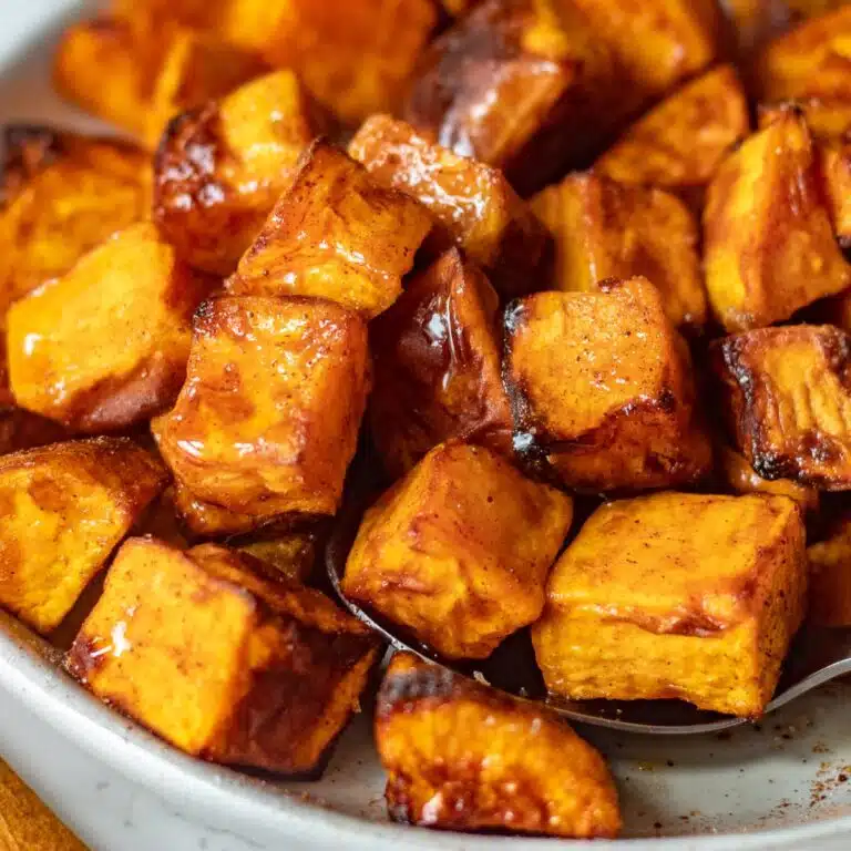 Sweet potato cubes in a bowl. 