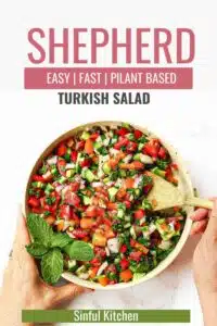 Large bowl of tossed Turkish Shepherds salad.