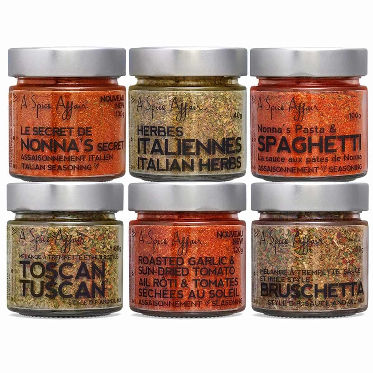 Six Italian spices.
