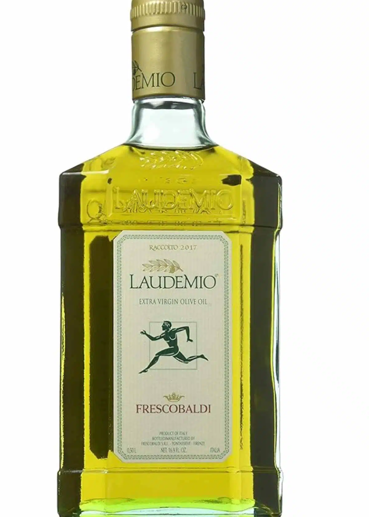 A bottle of olive oil. 