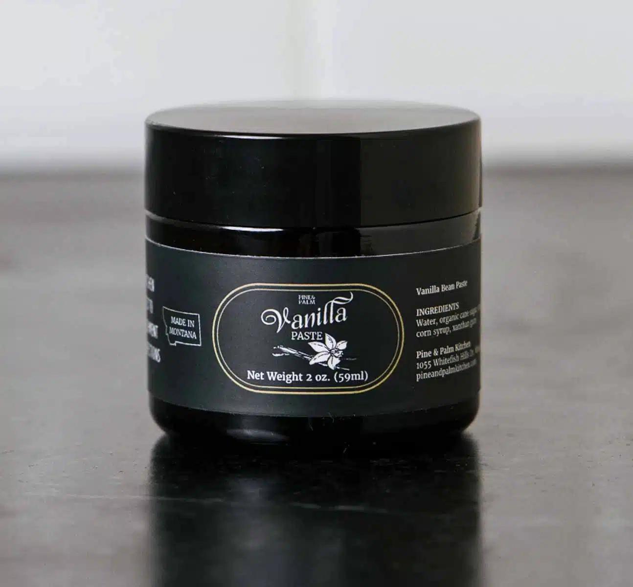 A jar of vanilla paste from Pine and Palm Kitchen. 