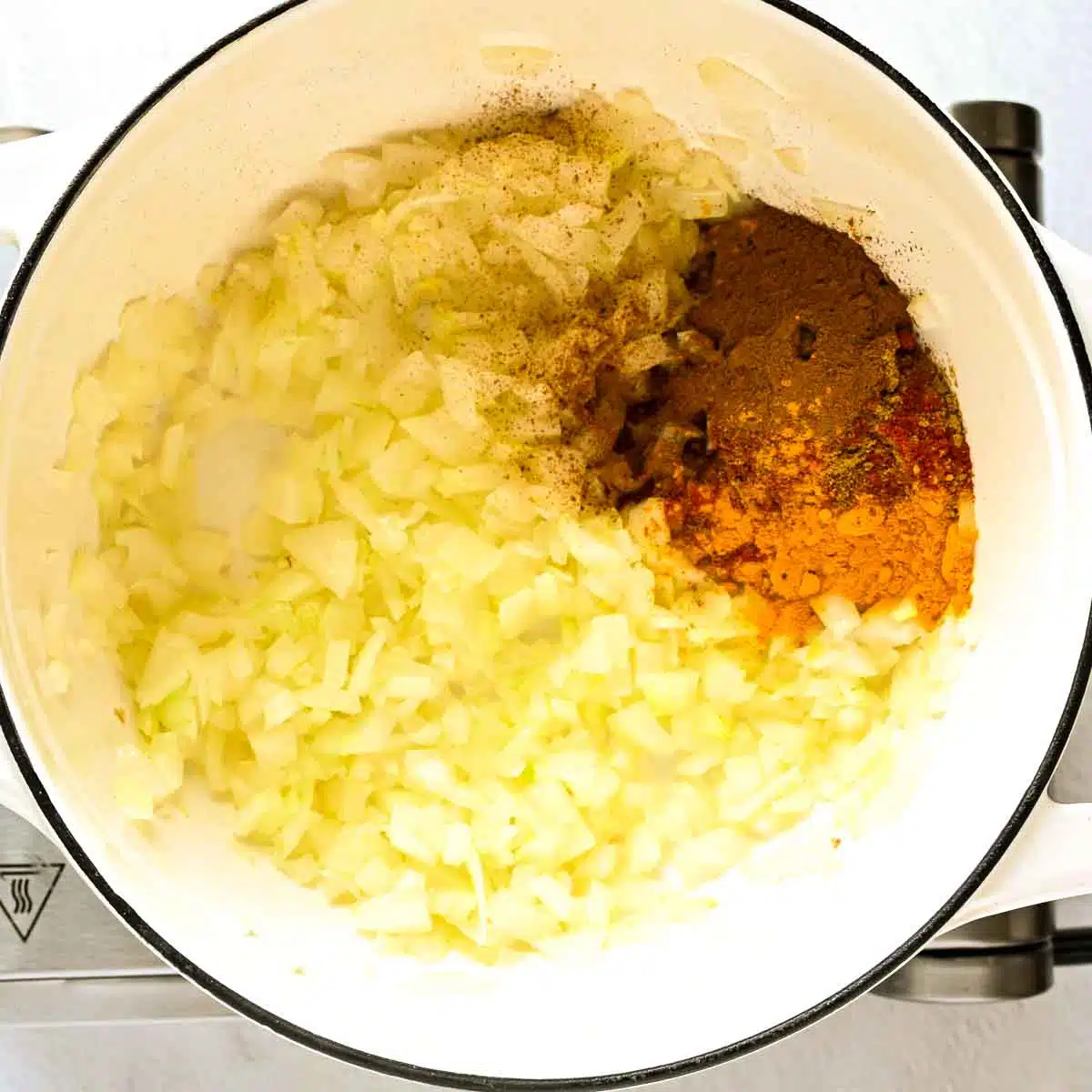 Spices added to the onions and garlic.