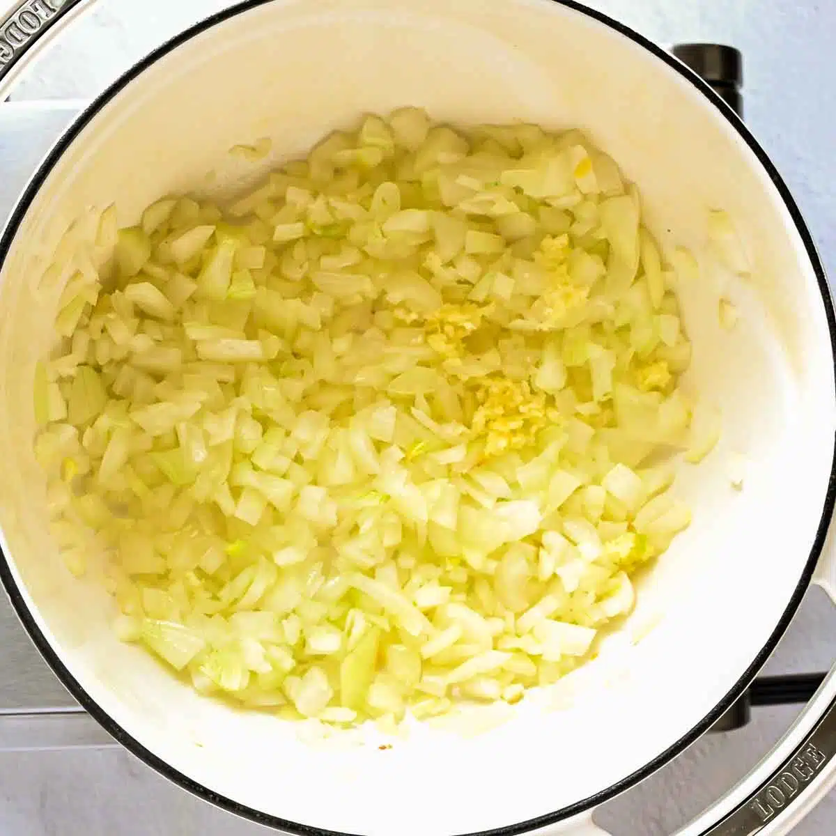 Onions and garlic sauteing.