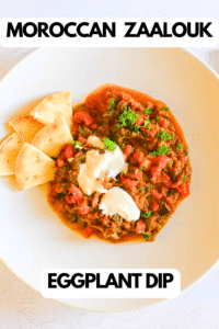 Pinterest pin for Moroccan zaalouk eggplant dip.