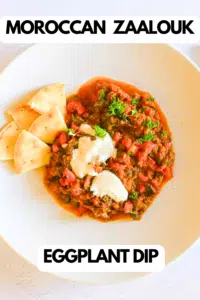 Pinterest pin for Moroccan zaalouk eggplant dip.