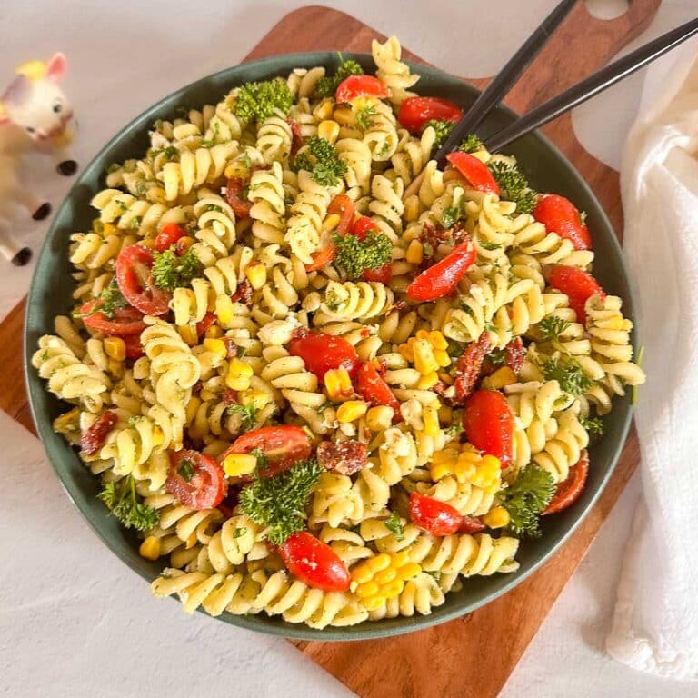 Mediterranean Pesto Pasta Salad (Vegan)